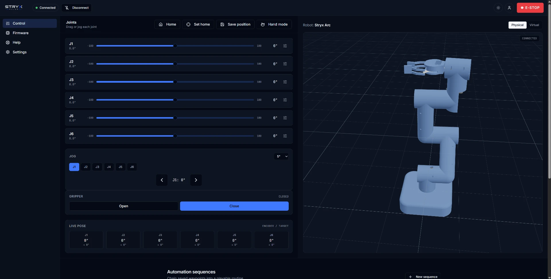 Bluetooth control interface